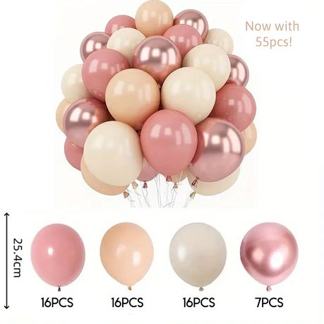 Elegant Rose Gold, Blush Pink & Cream Metallic Chrome Balloon Set (55pcs) - Kabukis