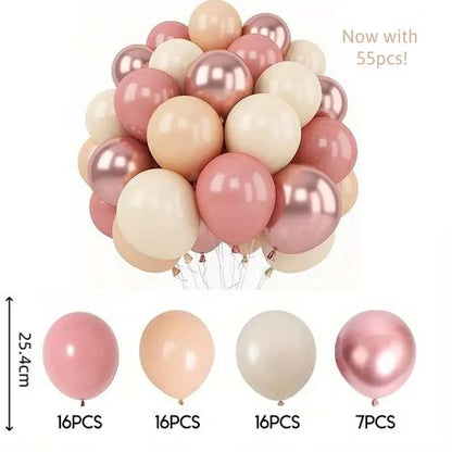 Elegant Rose Gold, Blush Pink & Cream Metallic Chrome Balloon Set (55pcs) - Kabukis