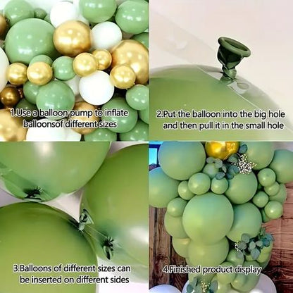 128pcs Sage Green Balloon Arch Garland Kit - Wedding & Birthday Backdrop - Kabukis