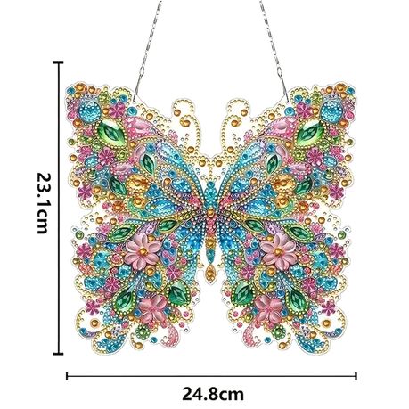 Butterfly 2D Acrylic Diamond Dot Painting Pendant - Elegant DIY Wall Décor - Kabukis