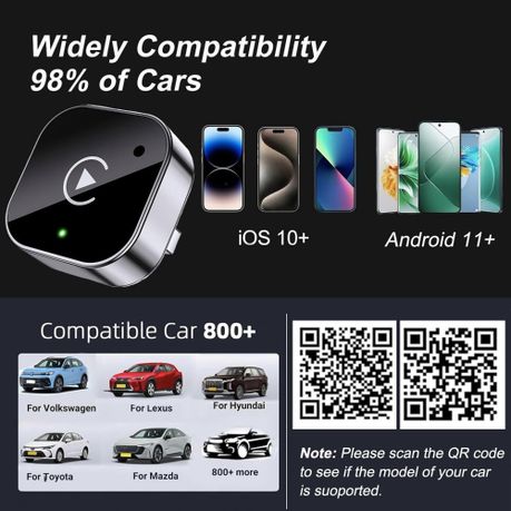 2 - in - 1 Wireless CarPlay & Android Auto Adapter,Fast Auto - Connect, No Delay - Kabukis