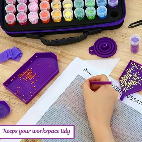 Diamond Art Painting Accessory Organizer Set - 30 Slot Acrylic Box Pen Tool - Kabukis