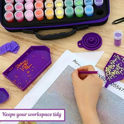 Diamond Art Painting Accessory Organizer Set - 30 Slot Acrylic Box Pen Tool - Kabukis