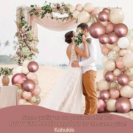 Elegant Rose Gold, Blush Pink & Cream Metallic Chrome Balloon Set (55pcs) - Kabukis