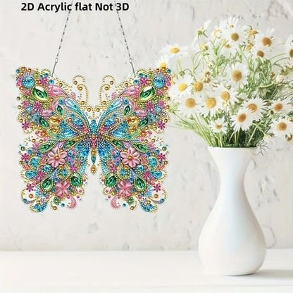 Butterfly 2D Acrylic Diamond Dot Painting Pendant - Elegant DIY Wall Décor - Kabukis