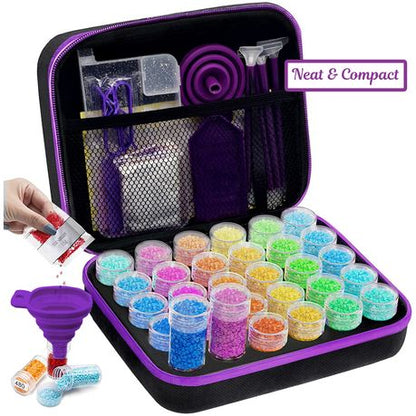 Diamond Art Painting Accessory Organizer Set - 30 Slot Acrylic Box Pen Tool - Kabukis