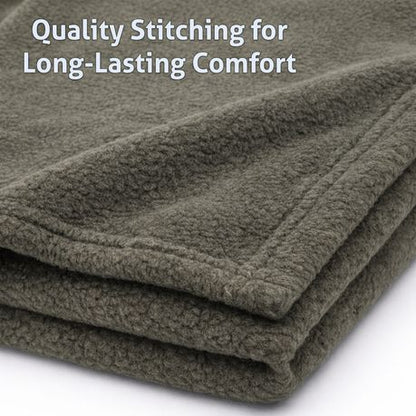 Camping Pet Plush Fleece Blanket - Cozy Comfort in Dark Olive 160x180 - Kabukis